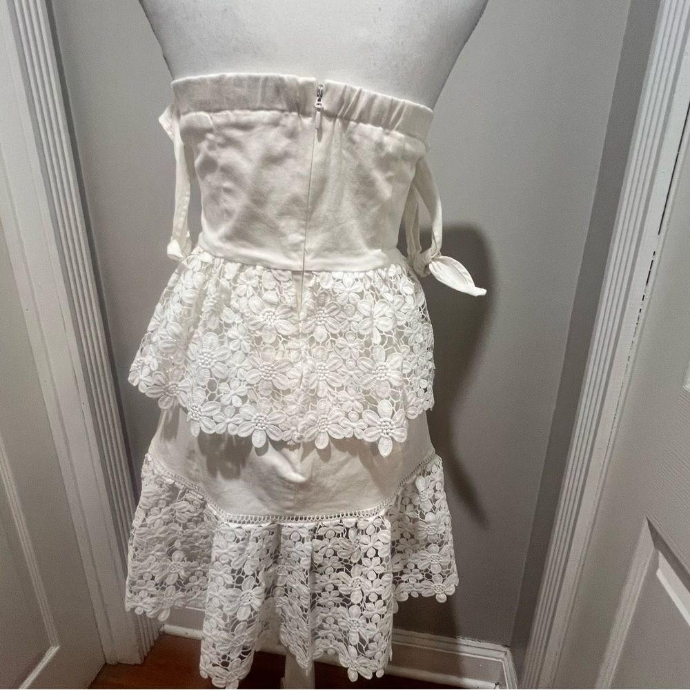 NWT Endless Rose White lace Tiered off the shoulder women's mini dress large - Picture 10 of 14